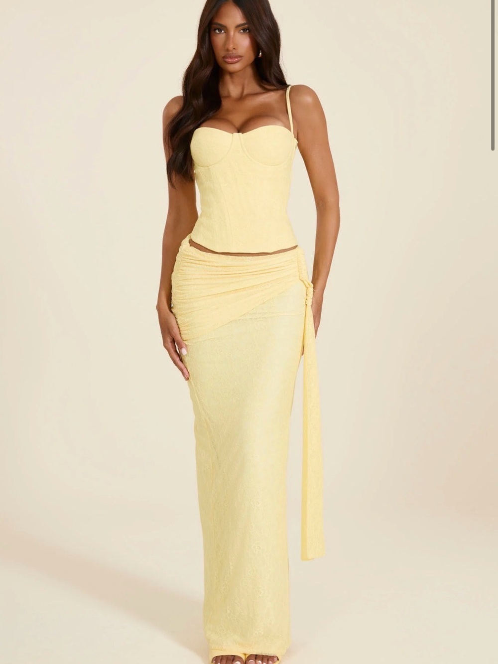 The Lexi Lace Maxi Skirt In Butter Yellow